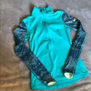 Teal NikePro Dri-Fit 1/2 Zip Thermal Long Sleeve